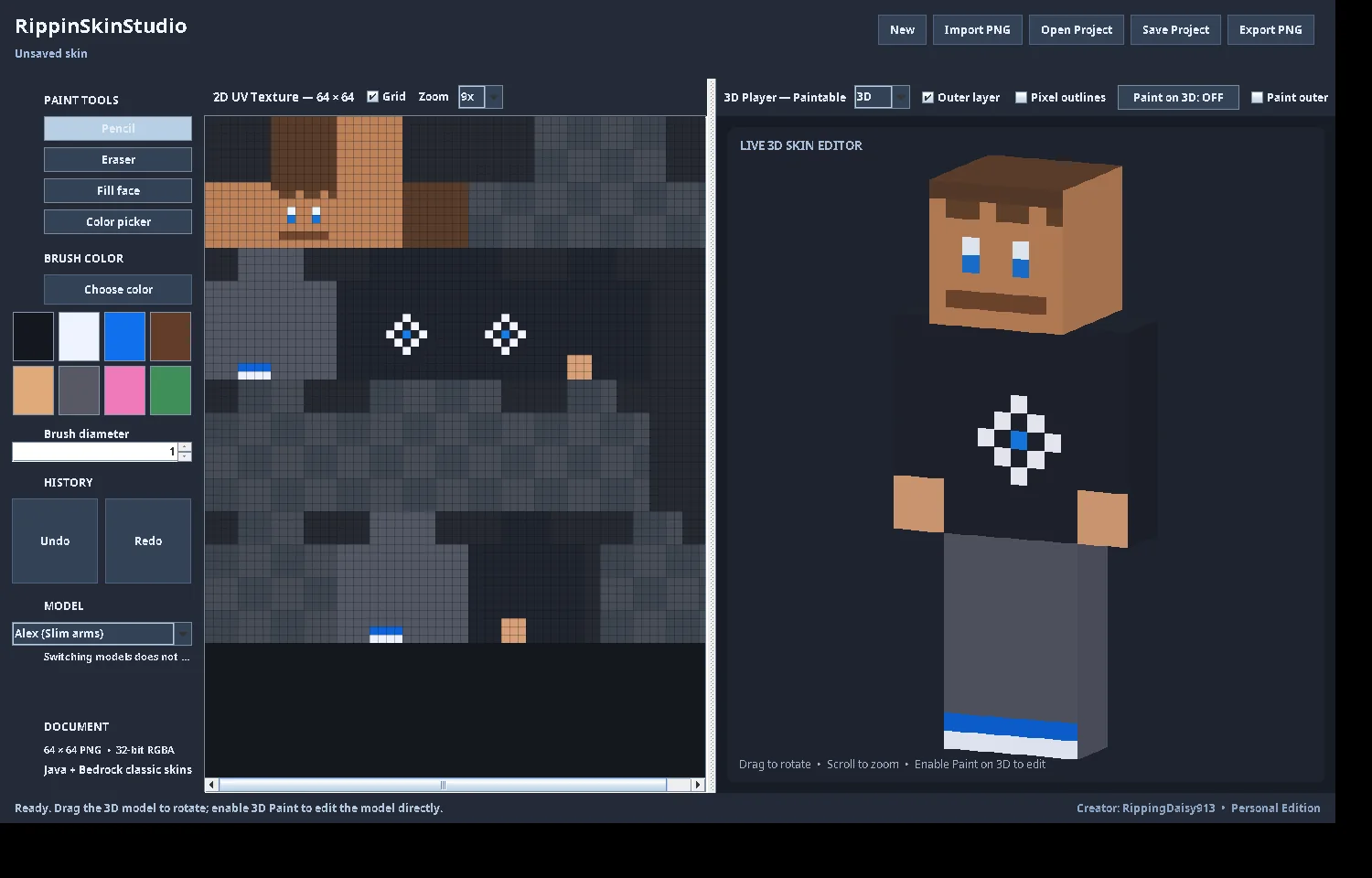 RippinSkinStudio skin editor test capture